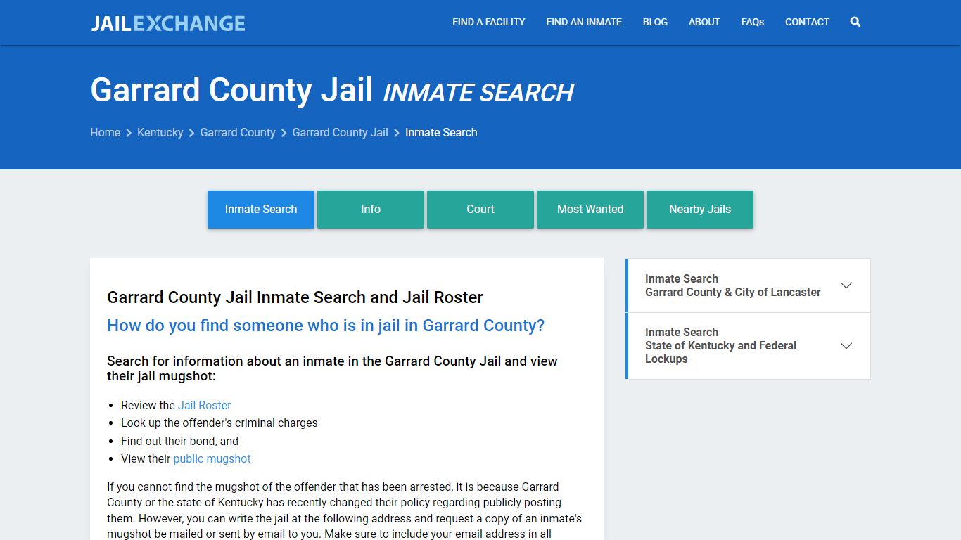Inmate Search: Roster & Mugshots - Garrard County Jail, KY - Jail Exchange