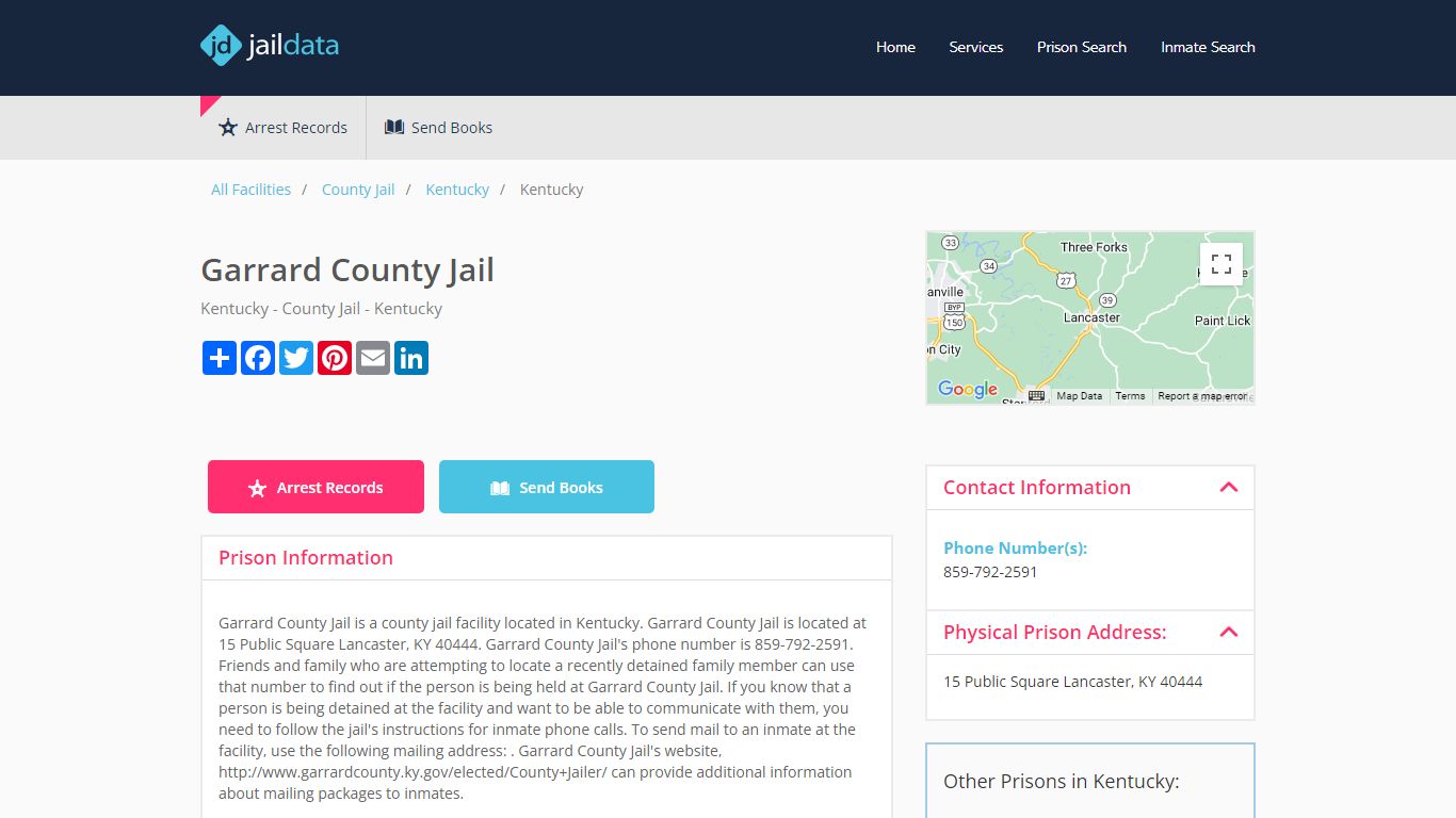 Garrard County Jail Inmate Search and Prisoner Info - Lancaster, KY