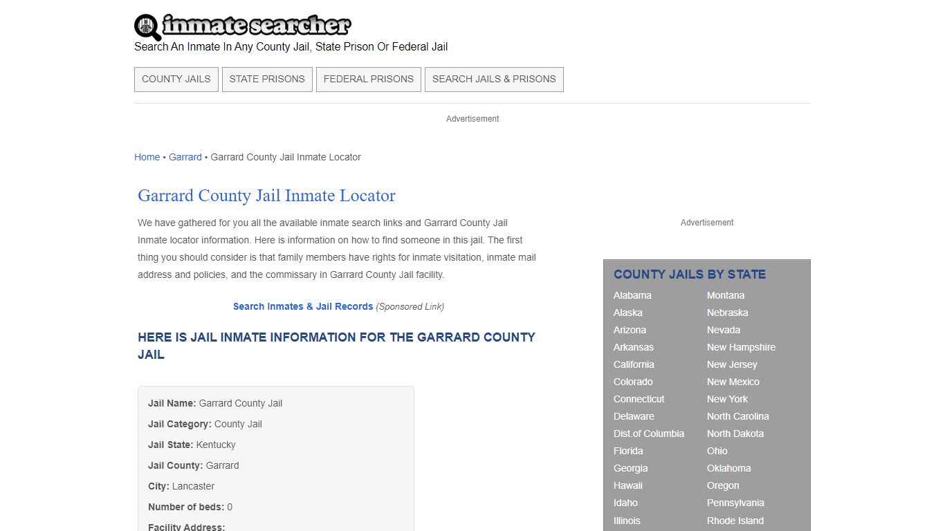 Garrard County Jail Inmate Locator - Inmate Searcher